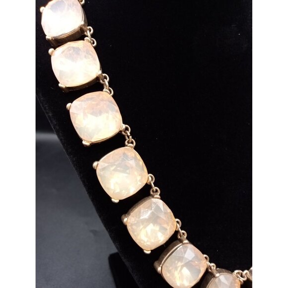 Necklace Statement Faceted Opalescent Faux Stones .75" Vintage Adjusts 15-20" - Picture 3 of 16